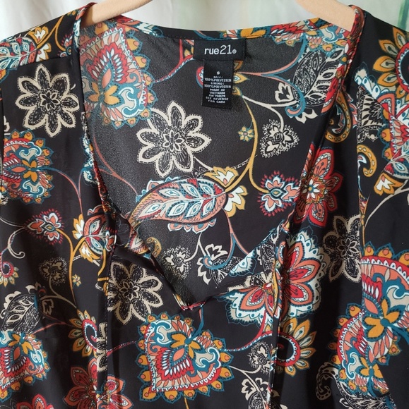 Black Paisley Boho Dress or Long Shirt - Picture 6 of 6